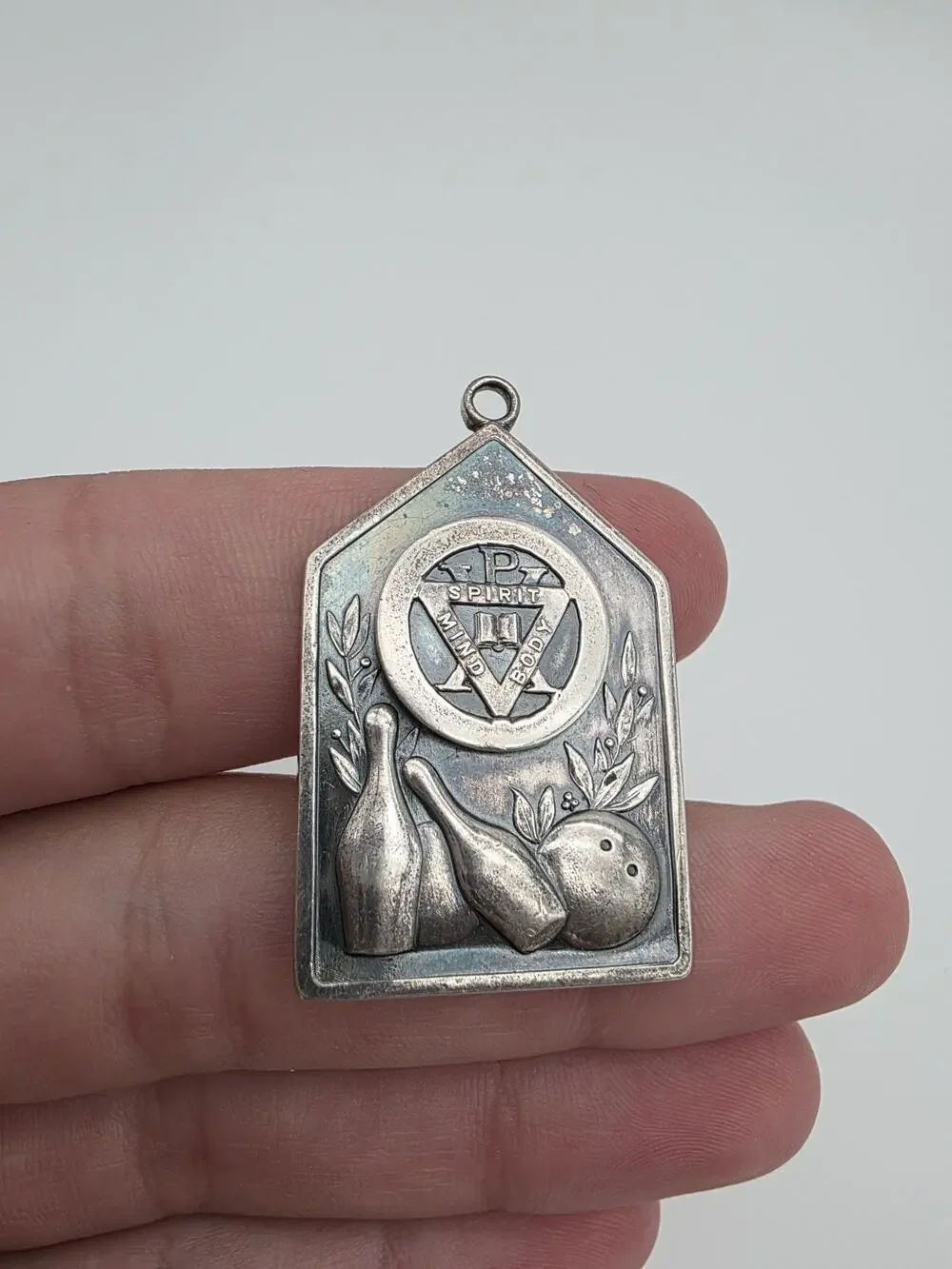 Vintage Sterling Silver 925 Bowling Medal Pendent